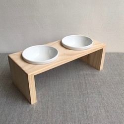 [防水] [實木] 寵物餐桌 雙口碗架 附瓷碗 第1張的照片