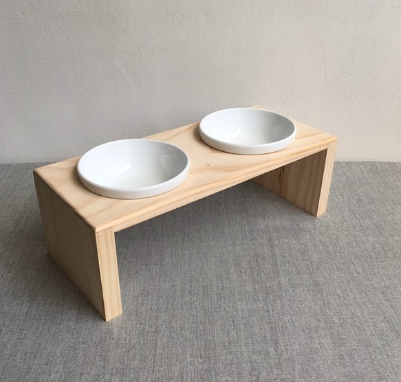 [防水] [實木] 寵物餐桌 雙口碗架 附瓷碗 第1張的照片