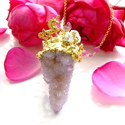 Spirit石英Veracruz紫水晶和Herkimer鑽石獨角獸項鍊 第1張的照片