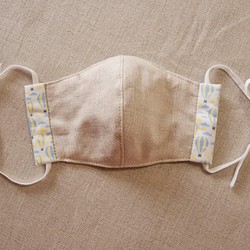 幼児サイズ　リネン×ダブルガーゼフィルターポケット付き立体マスク 1枚目の画像