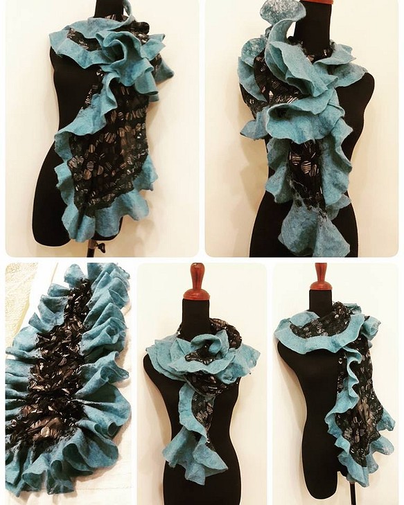 混織風設計圍巾 第1張的照片