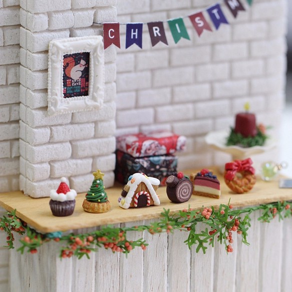 袖珍聖誕甜點耳環套組 Miniature Christmas Dessert Earring Set 垂吊式 第1張的照片