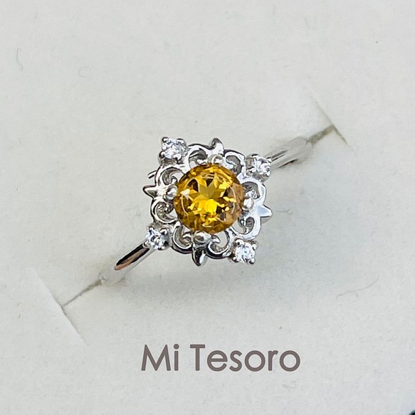 Mi Tesoro シルバー925 シトリンー調節指輪/小華麗-巴西黃水晶戒指 第1張的照片