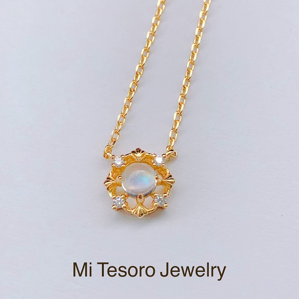 Mi Tesoro 迷你日系珠寶-迷你天然彩虹月光石項鍊ホワイトラブラドライトスネックレス 第1張的照片