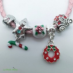 聖誕Party Queen-斜紋編織皮繩手鍊-粉色-禮盒裝-吊飾款式隨機出貨 第1張的照片
