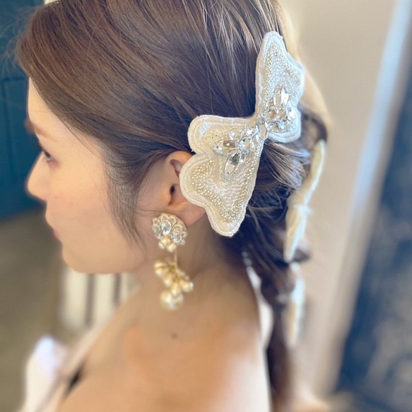 刺繍ビジュヘッドアクセ スワロフスキー ヘアアクセ アクセサリー