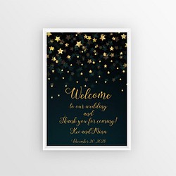 ウェルカムボード 結婚式　星降る夜 ナイトウエディング スター  名入れポスター印刷 パネル加工OK bord0120 1枚目の画像