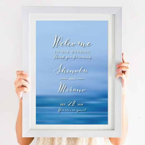 ウェルカムボード 海　ビーチ　名入れ 結婚式　二次会　ポスター印刷　パネル加工OK　bord0205 1枚目の画像