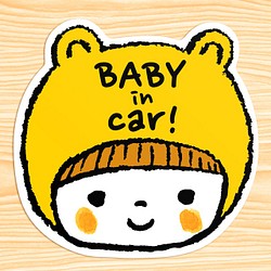 BABY IN CAR マグネットステッカー(黄色い赤ん坊くまちゃん） 1枚目の画像