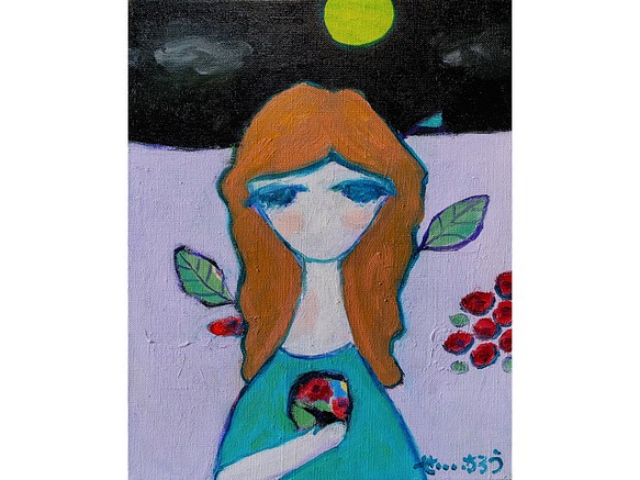 Moonflower】F3 絵画 原画 油絵 油彩 キャンバス アートパネル レトロ