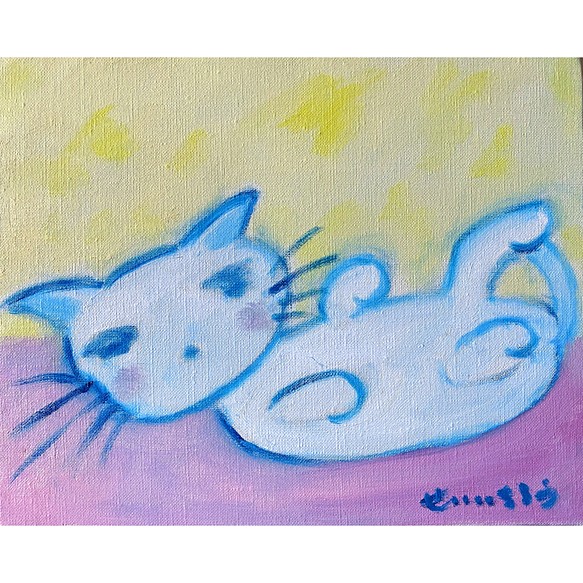 【ころころこねこ】F3 絵画 油絵 キャンバス 絵本 猫 子猫 ネコ 猫の絵 猫イラスト ウォールアート 沖縄 1枚目の画像