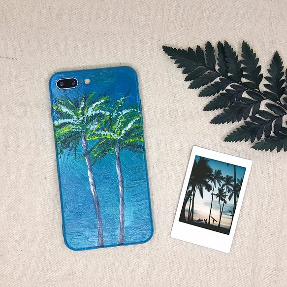 塑膠彩 - 棕櫚樹手繪手機殼 - iPhone 7 Plus 第1張的照片