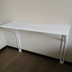 壁付け折りたたみテーブル ホワイト 主婦作業台、子供学習机 受注制作 