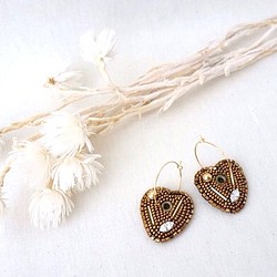 ハート刺繍ピアス ブロンズ Heart Pierced BronzeColor(BTO) ピアス