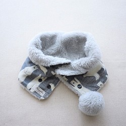 超柔暖暖寶貝脖圍 (圍巾)-藍灰北極熊超柔短絨毛 第1張的照片