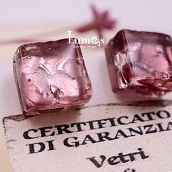 義大利進口彩繪玻璃耳環～粉色系 第1張的照片