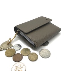 小さなメインウォレット【MIMIT】トープ イタリアンレザー使用　三つ折り本革コンパクト財布 1枚目の画像