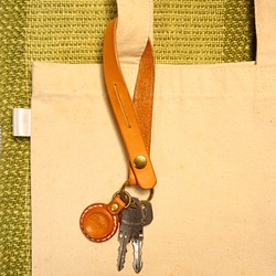 [送料無料]真鍮リングと革のキーホルダー 2way 1枚目の画像