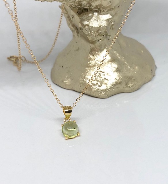 14kgf -宝石質ペリドットround necklace 1枚目の画像