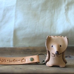 可愛刺蝟純牛皮鑰匙圈- 可刻字(生日、情人送禮) 第1張的照片