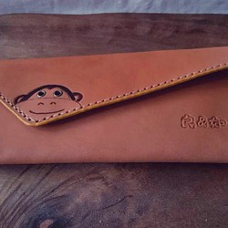 かわいい猿トサイ・フアン純粋なレトロ長い革の財布 - レタリングすることができます（バレンタイン、誕生日プレゼント） 1枚目の画像