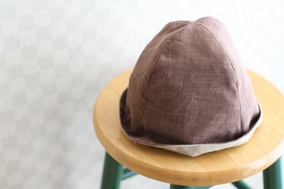 Simple Lifeな帽子 Cotton Linen リバーシブル 58〜62cm 1枚目の画像