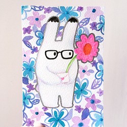 小兔情人手繪原畫插畫卡片 明信片 第1張的照片