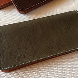 イタリアンレザー×栃木レザー　シンプル長財布　（グリーン） 1枚目の画像