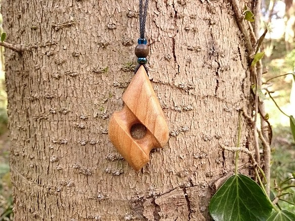 〜森のおくりもの〜 ＊ケンポナシのペンダント＊  ユニセックスデザイン アースカラー木のネックレス 1枚目の画像