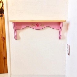 玫瑰貨架M木鄉村家具國內仿古粉紅色×鋼板玫瑰粉色家具禮儀架 第1張的照片