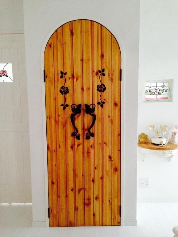 木製 アーチドア カントリー 家具 観音扉 片開きドア 建具 室内ドア ナチュラル カフェ インテリア 