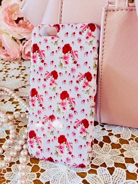 iPhone iPhone保護套玫瑰圖案智能手機精裝玫瑰粉紅色仿古風格 第1張的照片