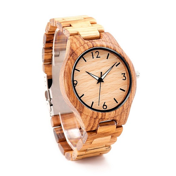 [送料無料] 天然木製 腕時計 ウッド ハンドメイド<0091> 1枚目の画像