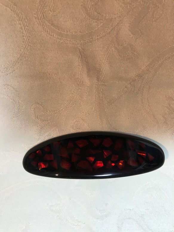 螺鈿（らでん）のバレッタ紅ダメ系　～パタ　ピッタ　～ 1枚目の画像