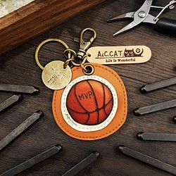 [スマートキャットxシティキャット]イラストレザー-カスタムノックキーホルダー（ハンギングオーナメント）バドミントンバスケットボ 1枚目の画像