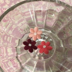 小花のアップリケ　3枚セット　ピンク系 1枚目の画像