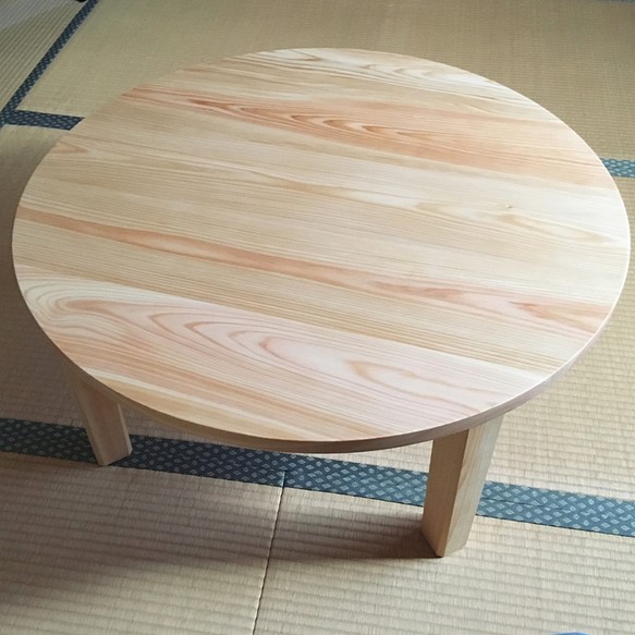 無垢の桧のちゃぶ台折り畳み式 丸テーブル ローテーブル