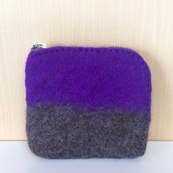 『あったかウォレット』羊毛フェルトのミニ財布 G：紫 1枚目の画像