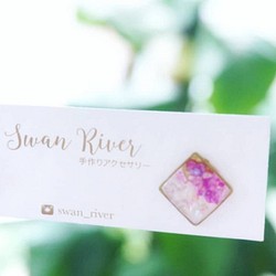 【Swan River】方糖耳環 (紫色) 第1張的照片