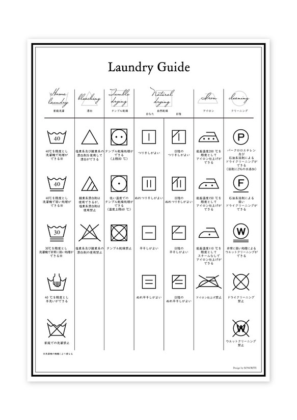 項目別 洗濯マーク ポスター 洗濯表示 A3サイズ インテリア ウォールデコ Sonorite ソノリテ 通販 Creema クリーマ ハンドメイド 手作り クラフト作品の販売サイト