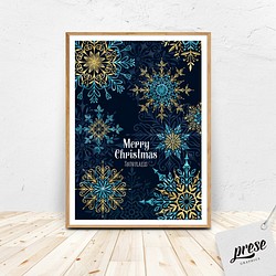 手書き 水彩 雪結晶 クリスマス ポスター 1枚目の画像