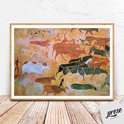 壁画アート、牛を追う人たち、タッシリ・ナジェール 1枚目の画像