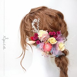 【オーダー】小サイズ ミニローズと紫陽花のヘッドドレス 七五三 発表会 1枚目の画像