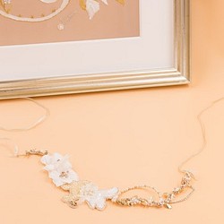 手工釘珠Swarovski 水晶珍珠boho髪飾/結婚頭飾 第1張的照片