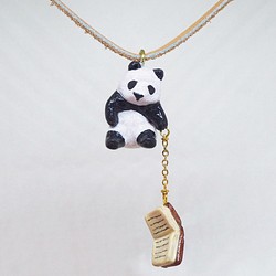 文青熊貓動物手工手繪頸鏈 Hipster Panda handmade necklace 第1張的照片