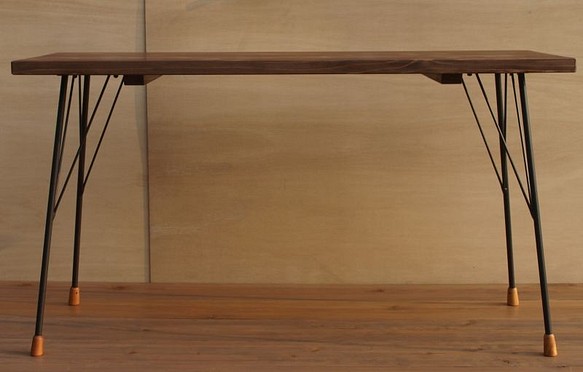 ◇鉄脚テーブル ウォルナット Ｗ1300◇柿渋 ワックス仕上げ - テーブル・机
