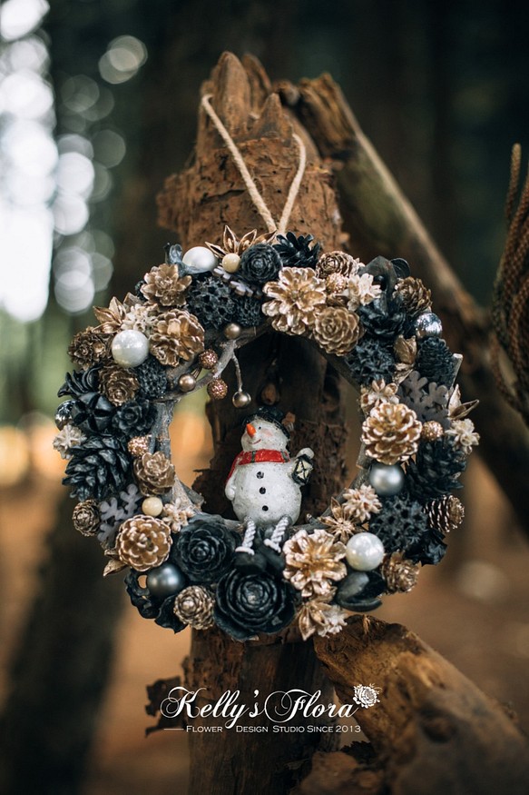 【聖誕圈/Wreath】消光黑雪人的魔力 第1張的照片