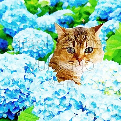 紫陽花 Hortensia 猫の居る風景 版画 雪篭 通販 Creema クリーマ ハンドメイド 手作り クラフト作品の販売サイト