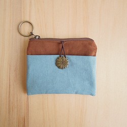Wallet – Coin Case - Caramel Brown vs. Blue (Chrysanthemum) 1枚目の画像