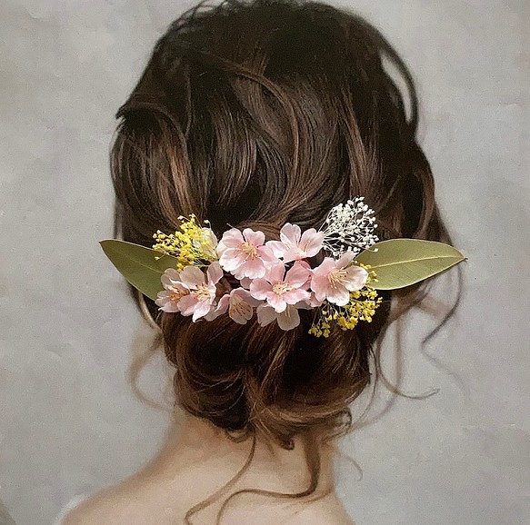 《再販》桜 ヘッドパーツ 髪飾り ヘアアクセサリー 和装 ブライダル 前撮り 成人式 1枚目の画像